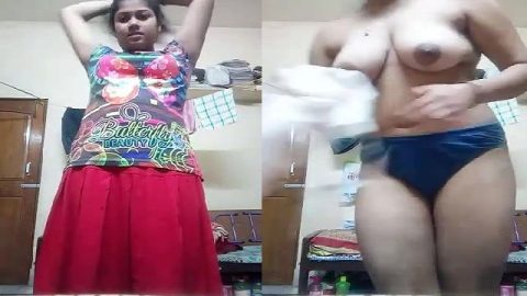 Tamil ponnu dressing after nude body showing MMS