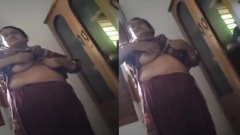 Mature mom milky boobs show caught by son viral MMS