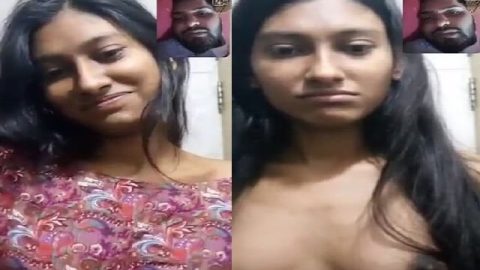 Small boobs college girl topless on a viral video call