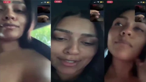 Beautiful GF Videocall tease in Car