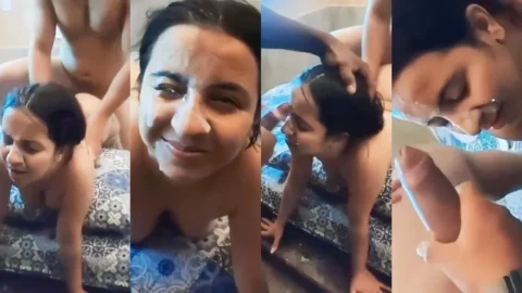 Horny GF Threesome Fuck Getting Cum Shower Desi Porn MMS