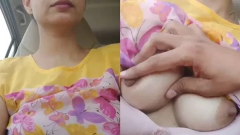 Pressing Sexy Indian Girl Boobs in Car Desi Porn MMS