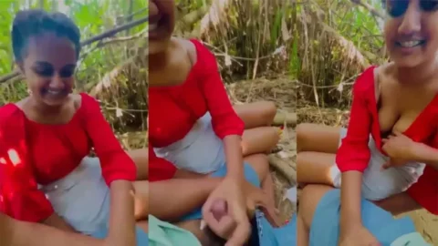 Cute Girl Giving Handjob outdoor HD Porn